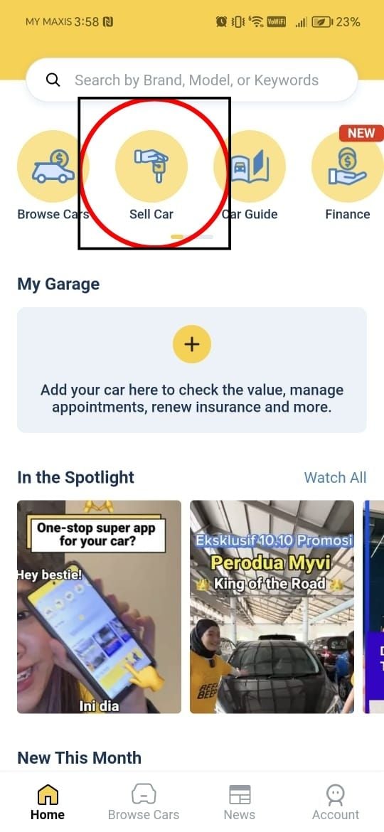 Selling your used car on CARSOME's app