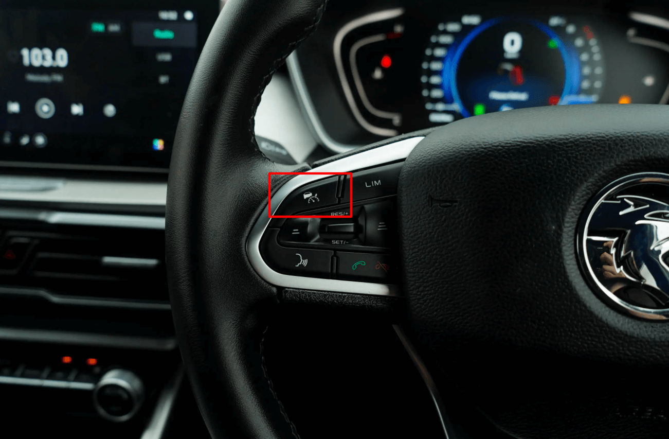 Intelligent cruise control button on the Proton X50 TGDI Flagship