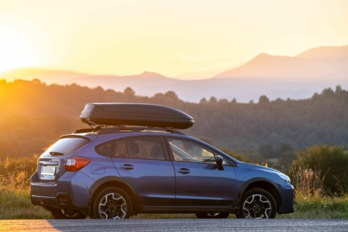 SUV with a car roof cargo box