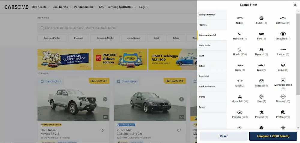 booking kereta, tempah pandu uji carsome