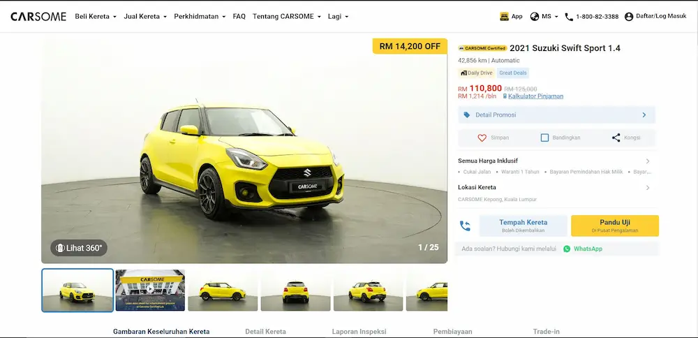 booking kereta, test drive kereta carsome