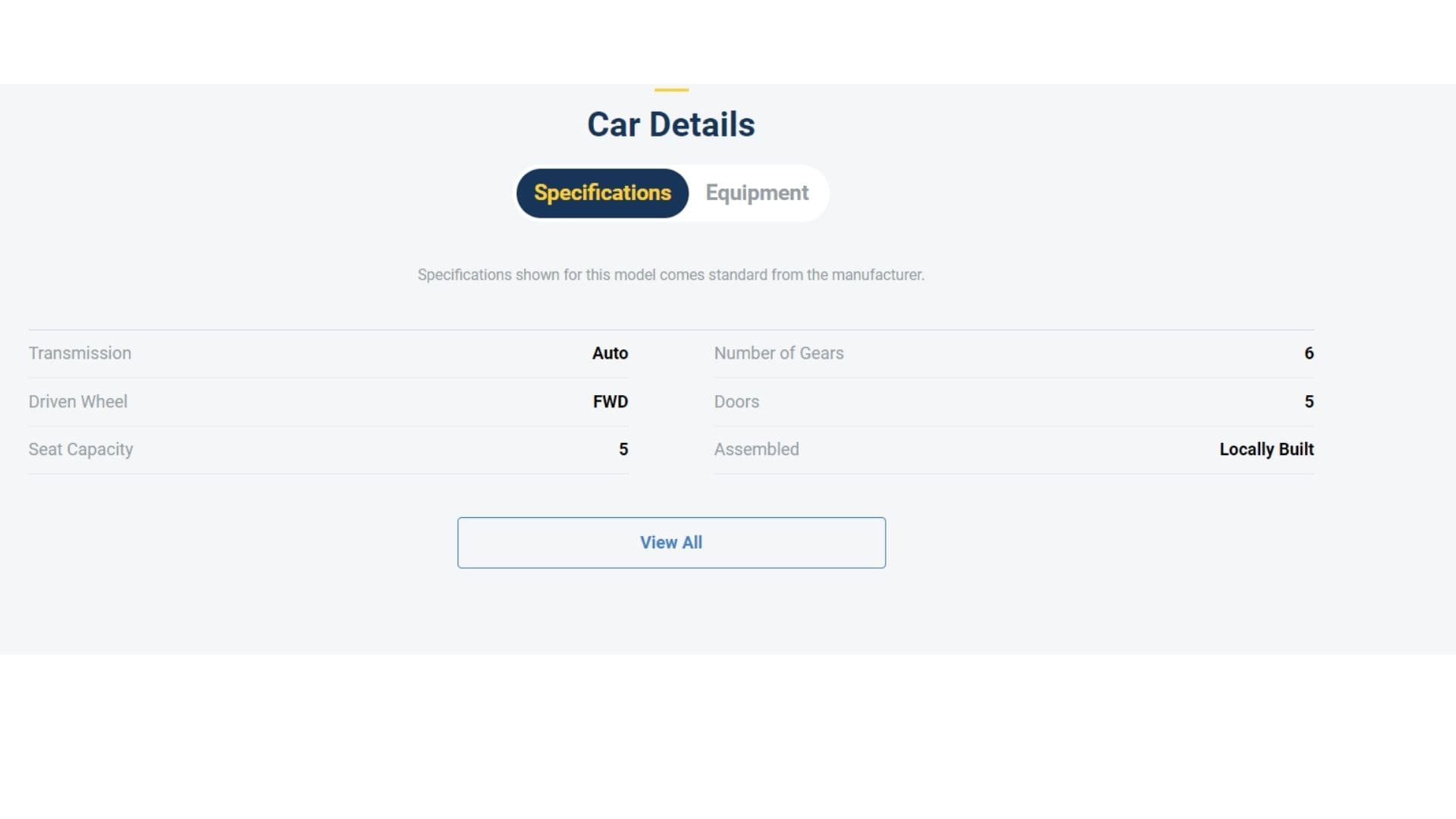 Buying used car on CARSOME, specification 