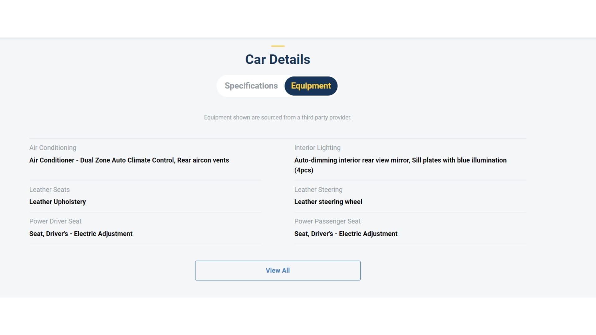 Buying a used car on CARSOME, equipment. 
