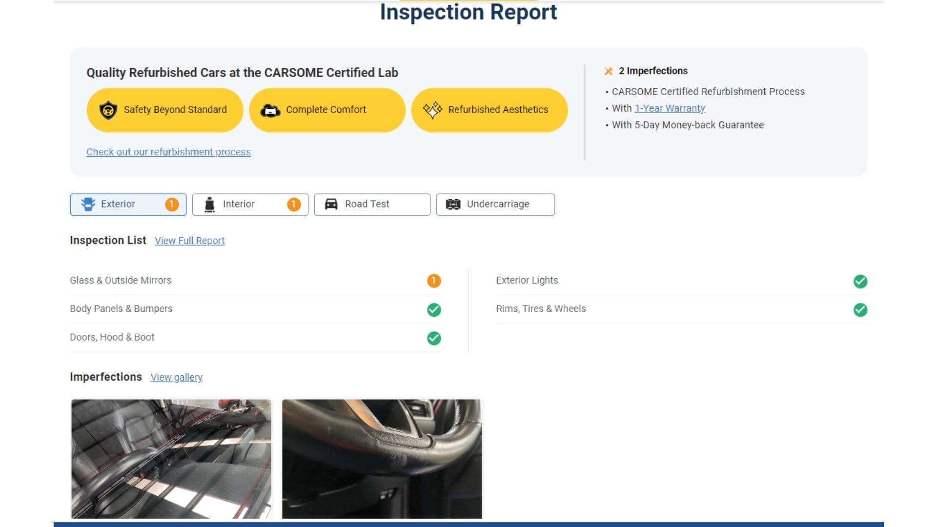 Buying used car on CARSOME, inspection report 