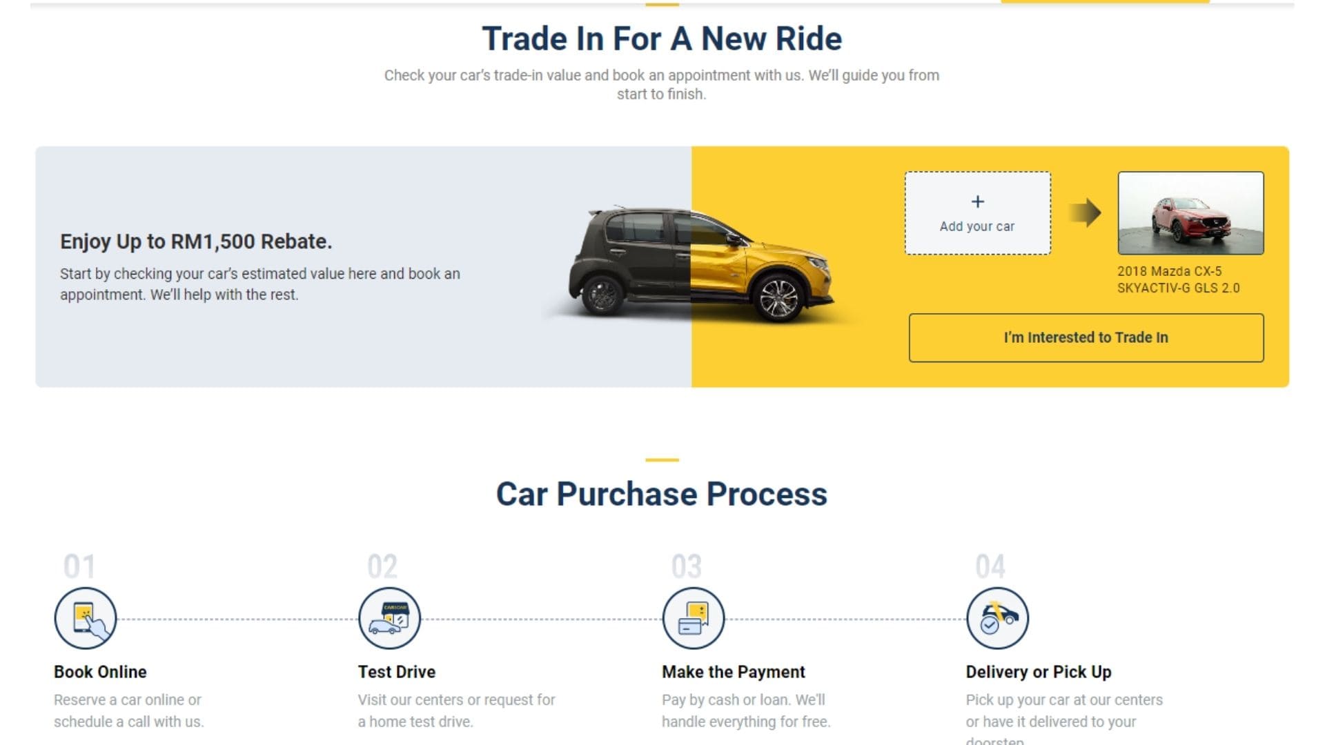 Buying used cars on CARSOME, trade in old car. 