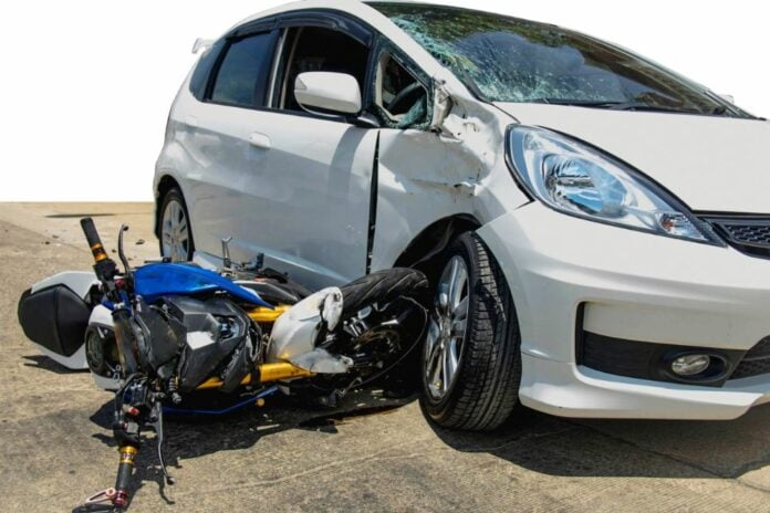 Accident between a car and motorcycle