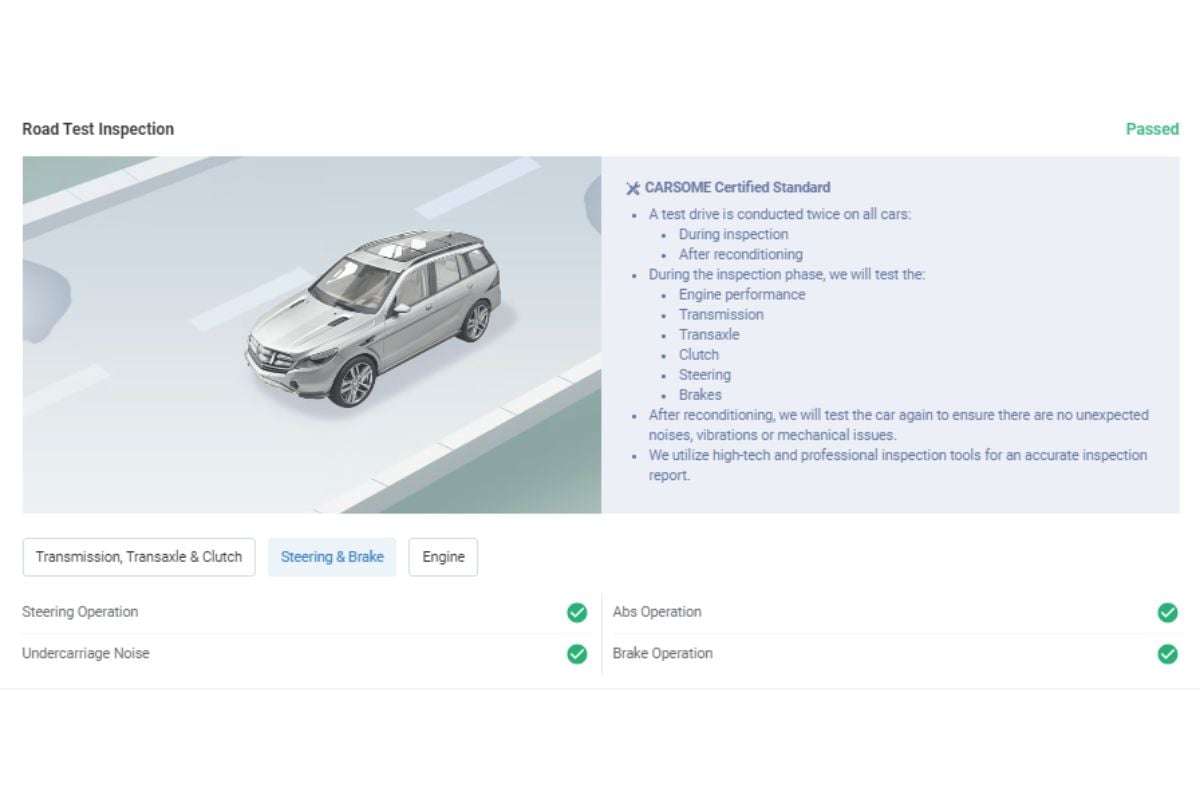 CARSOME's second-hand car inspection report