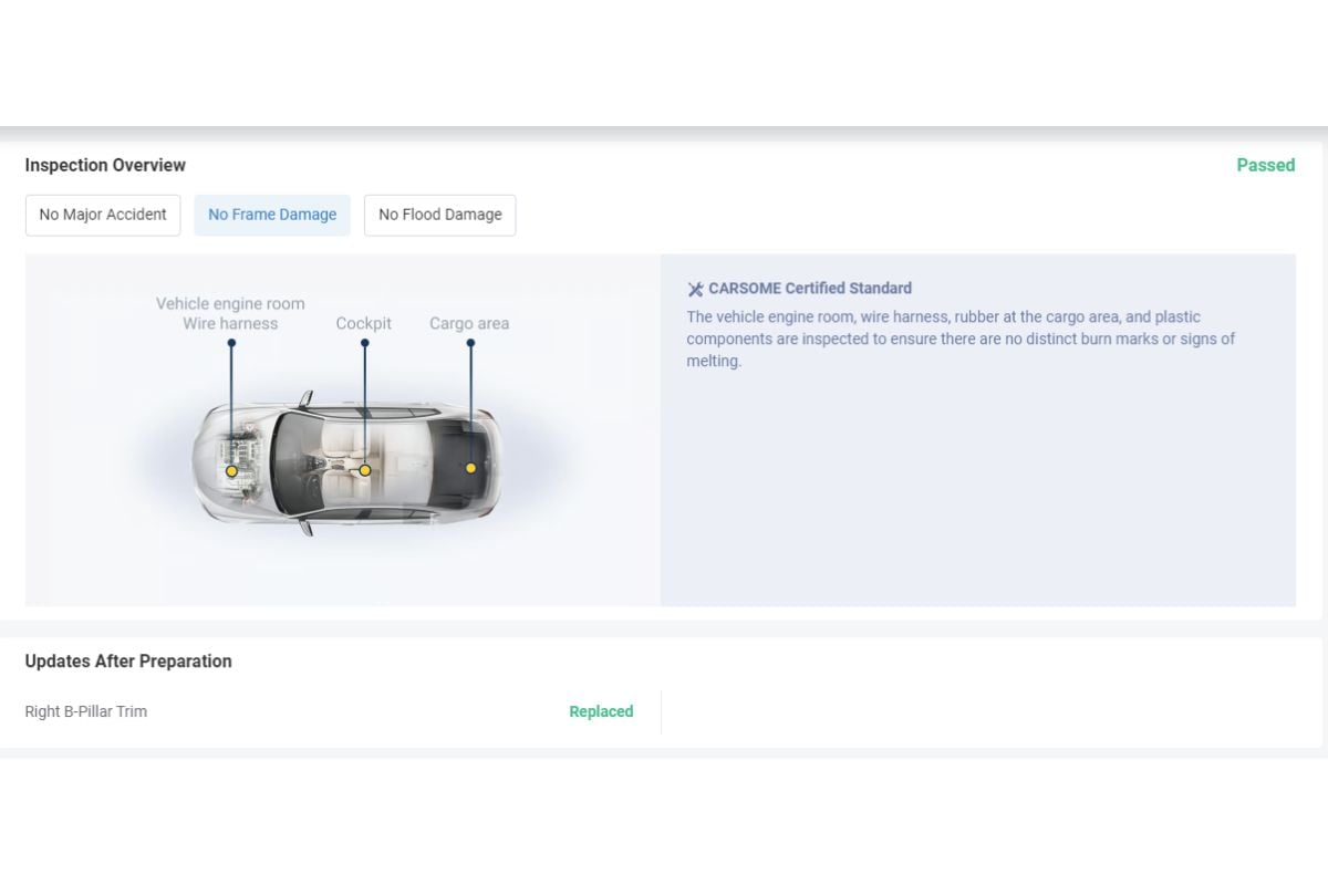 CARSOME's second-hand car inspection report