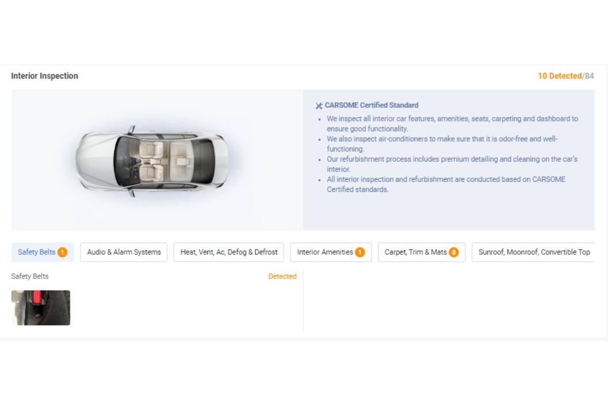 CARSOME's second-hand car inspection report