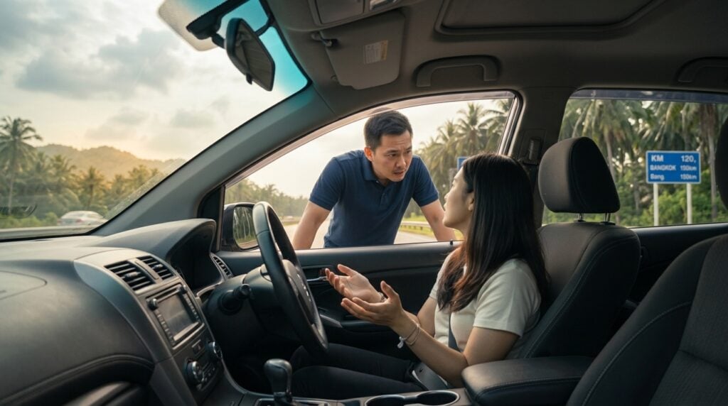 driver politely asks any witnesses for their name and contact number