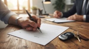 Car loan agreement signing