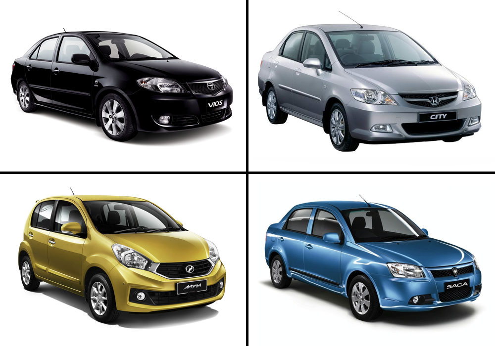 Perodua Myvi, Proton Saga, Toyota Vios dan Honda City